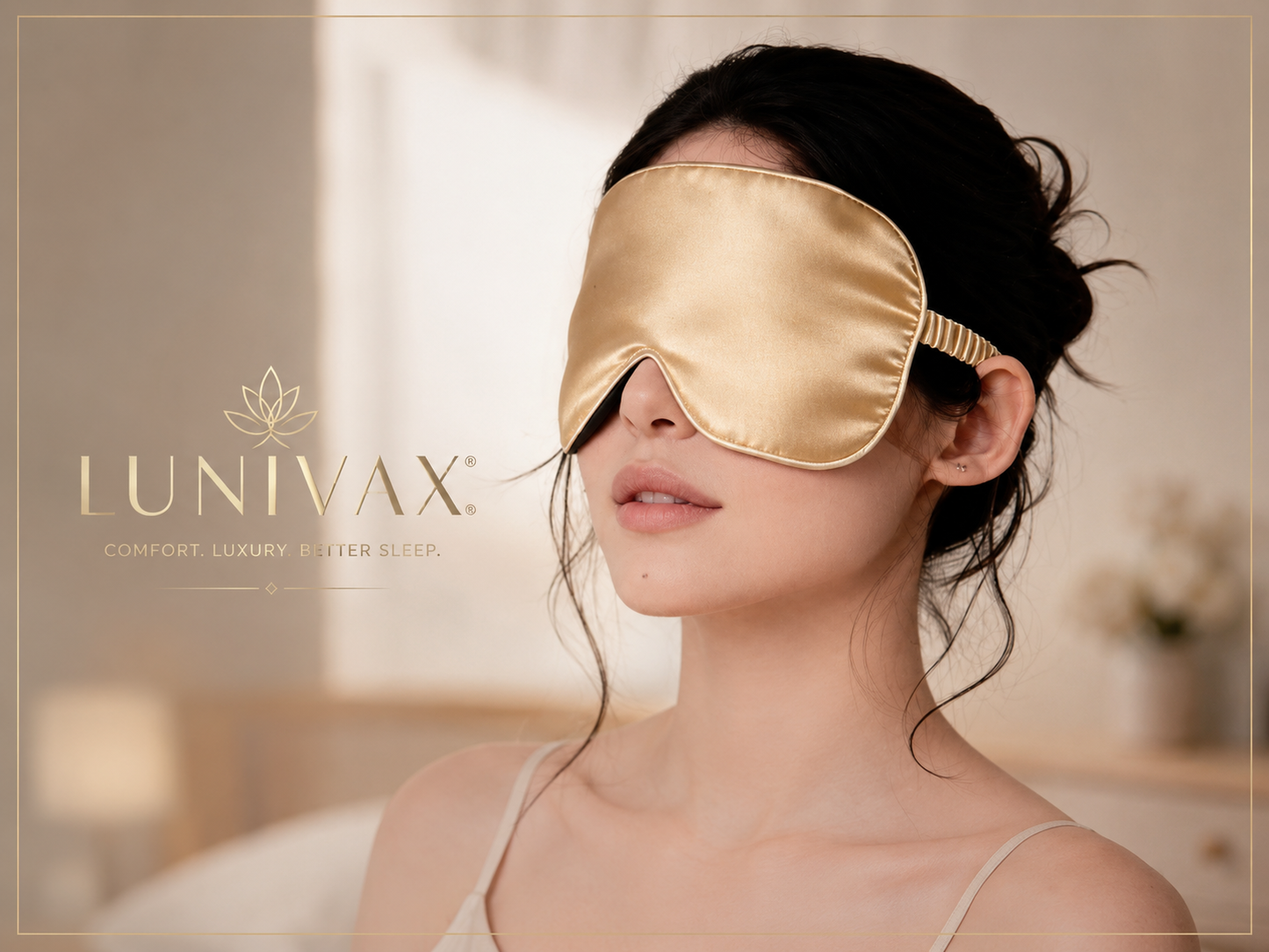 LUNIVAX Luxe Silk Sleep Mask, Complete Light Blocking For Deep Sleep