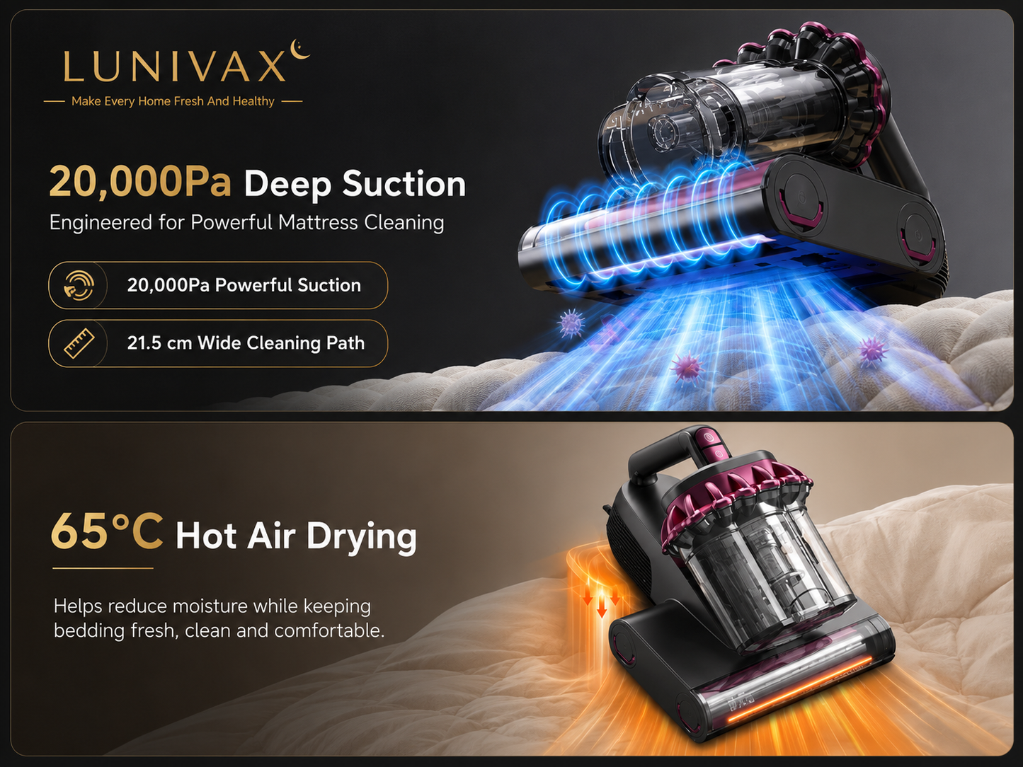 LUNIVAX Deep Clean Pro UV Mattress Vacuum