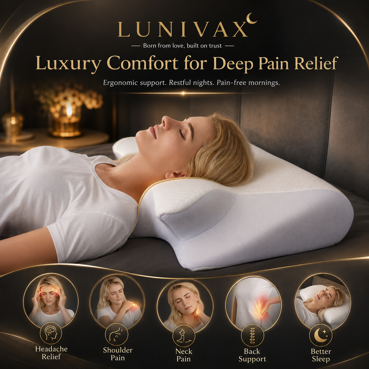 LUNIVAX™ Ergonomic Memory Foam Pillow