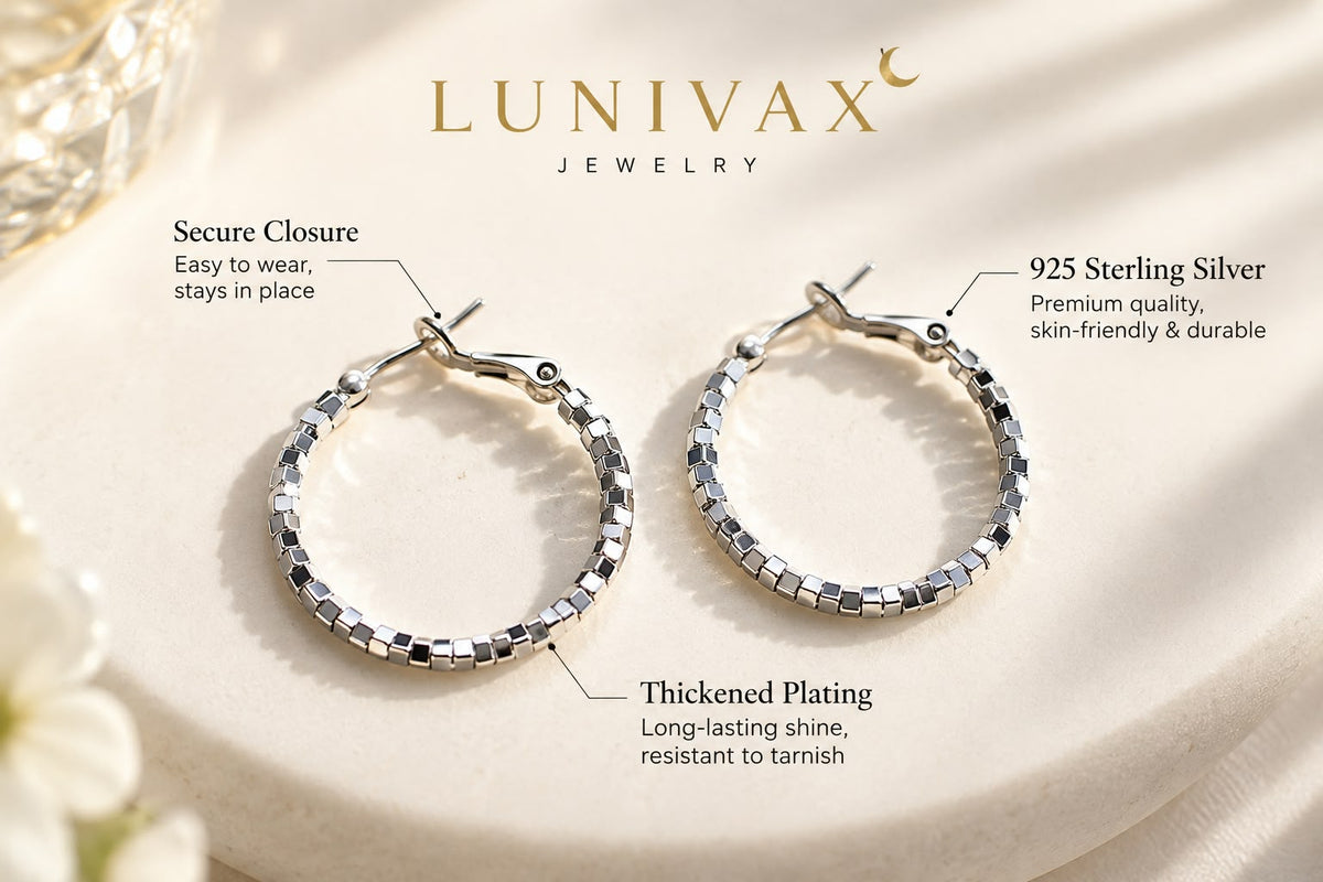 LUNIVAX Broken Silver™ S925 Needle Hoop Earrings