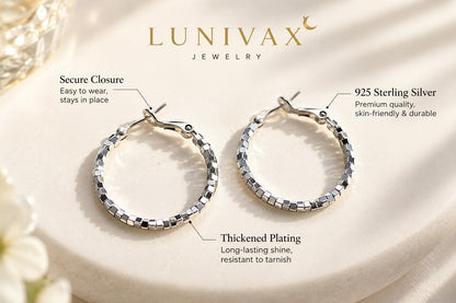 LUNIVAX Broken Silver™ S925 Needle Hoop Earrings