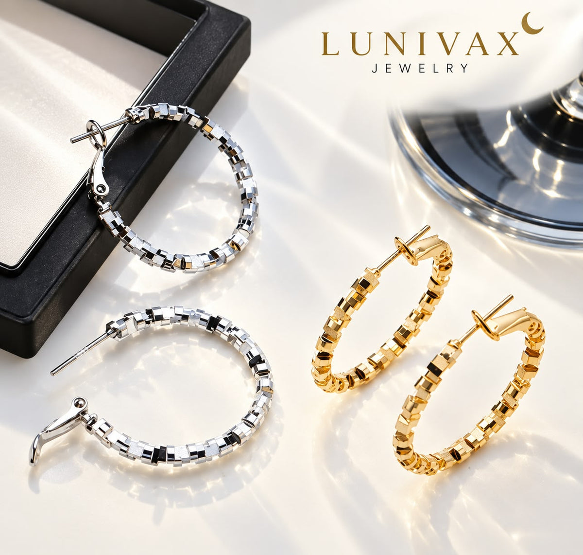 LUNIVAX Broken Silver™ S925 Needle Hoop Earrings