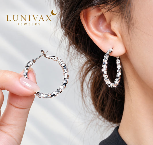 LUNIVAX Broken Silver™ S925 Needle Hoop Earrings