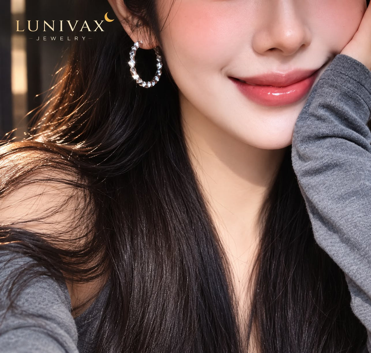 LUNIVAX Broken Silver™ S925 Needle Hoop Earrings