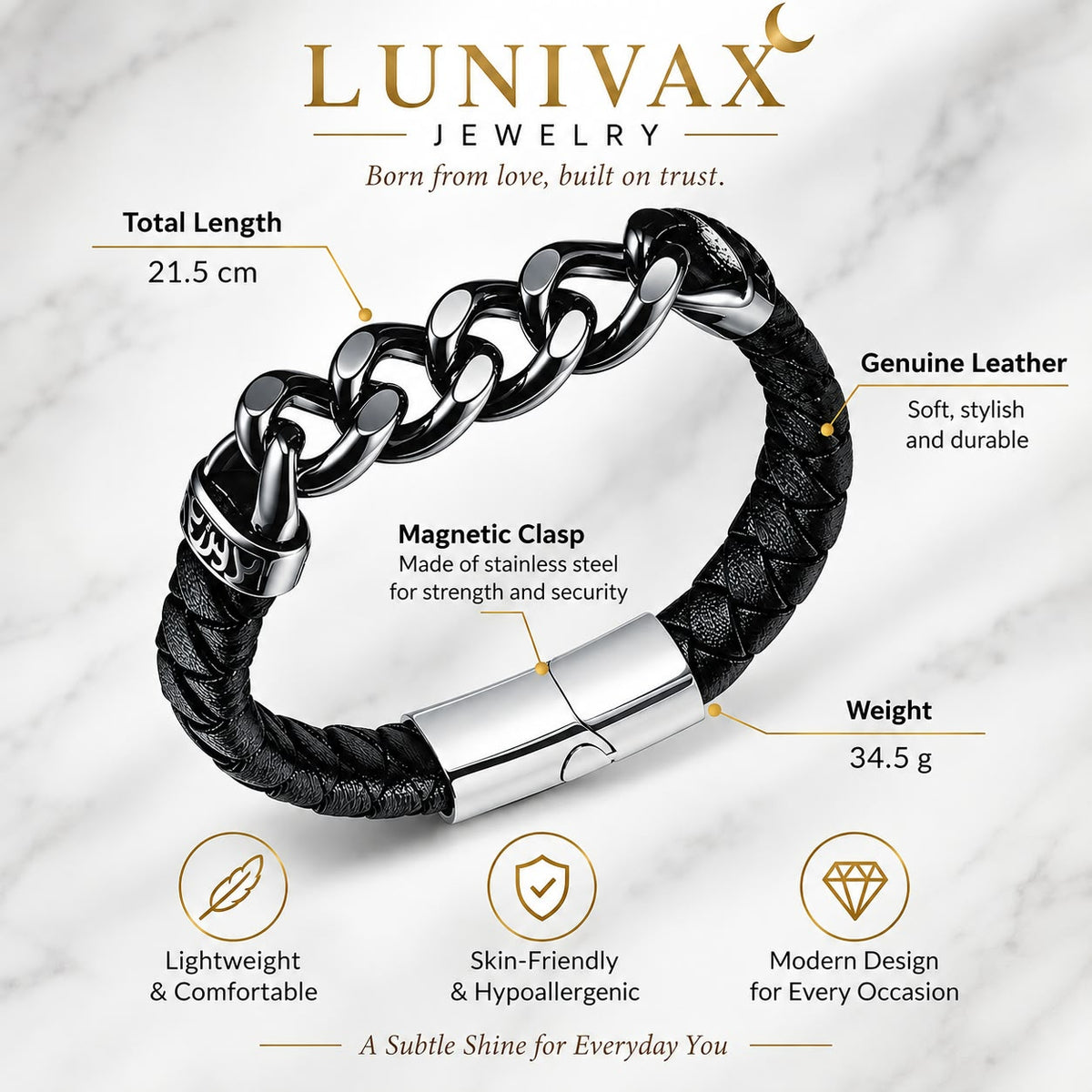 LUNIVAX™ Braided Leather Men's Bracelet